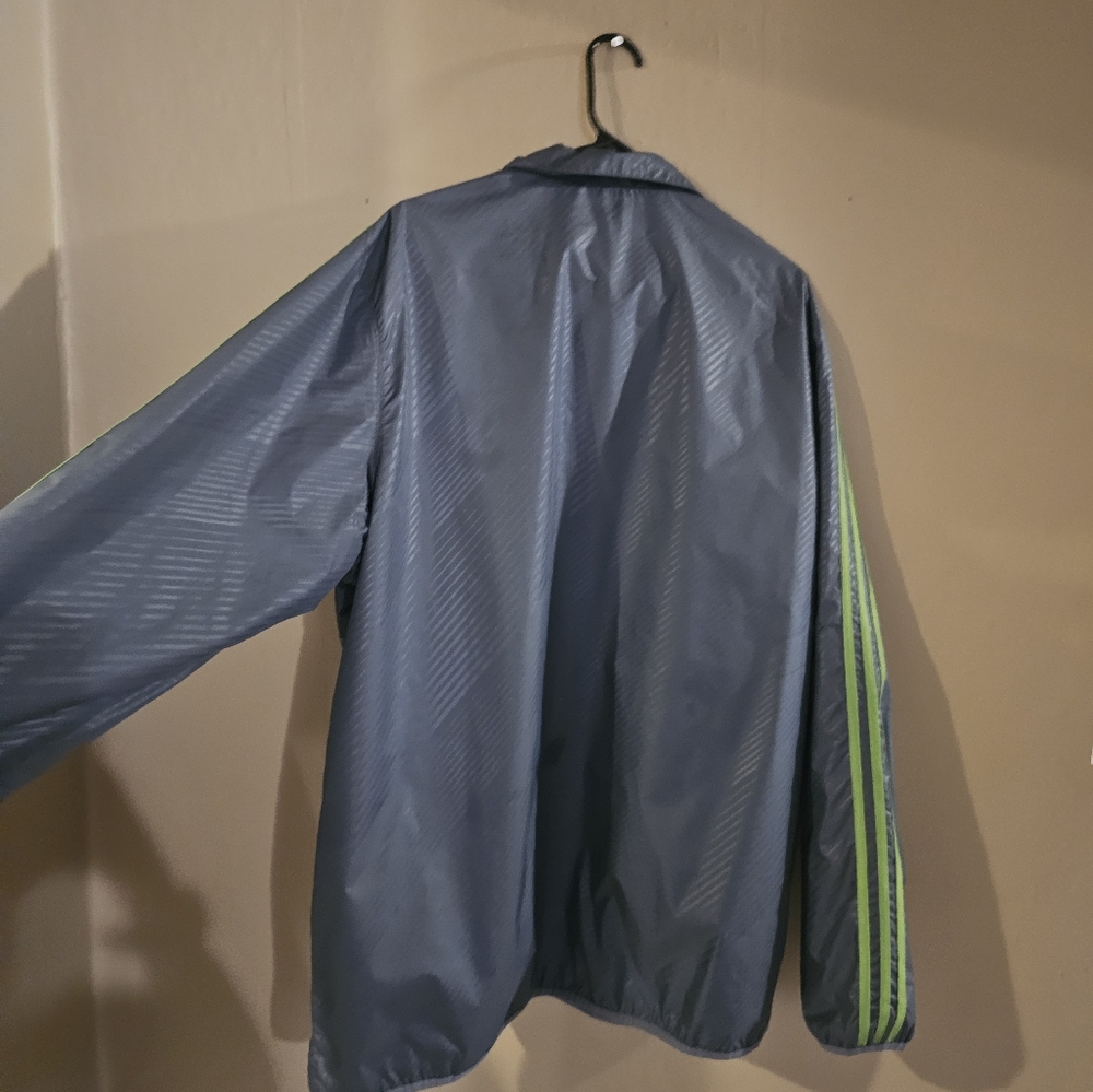 Adidas Seattle Sounders Men's Windbreaker in Gray with Green Stripes - Picture 5 of 6